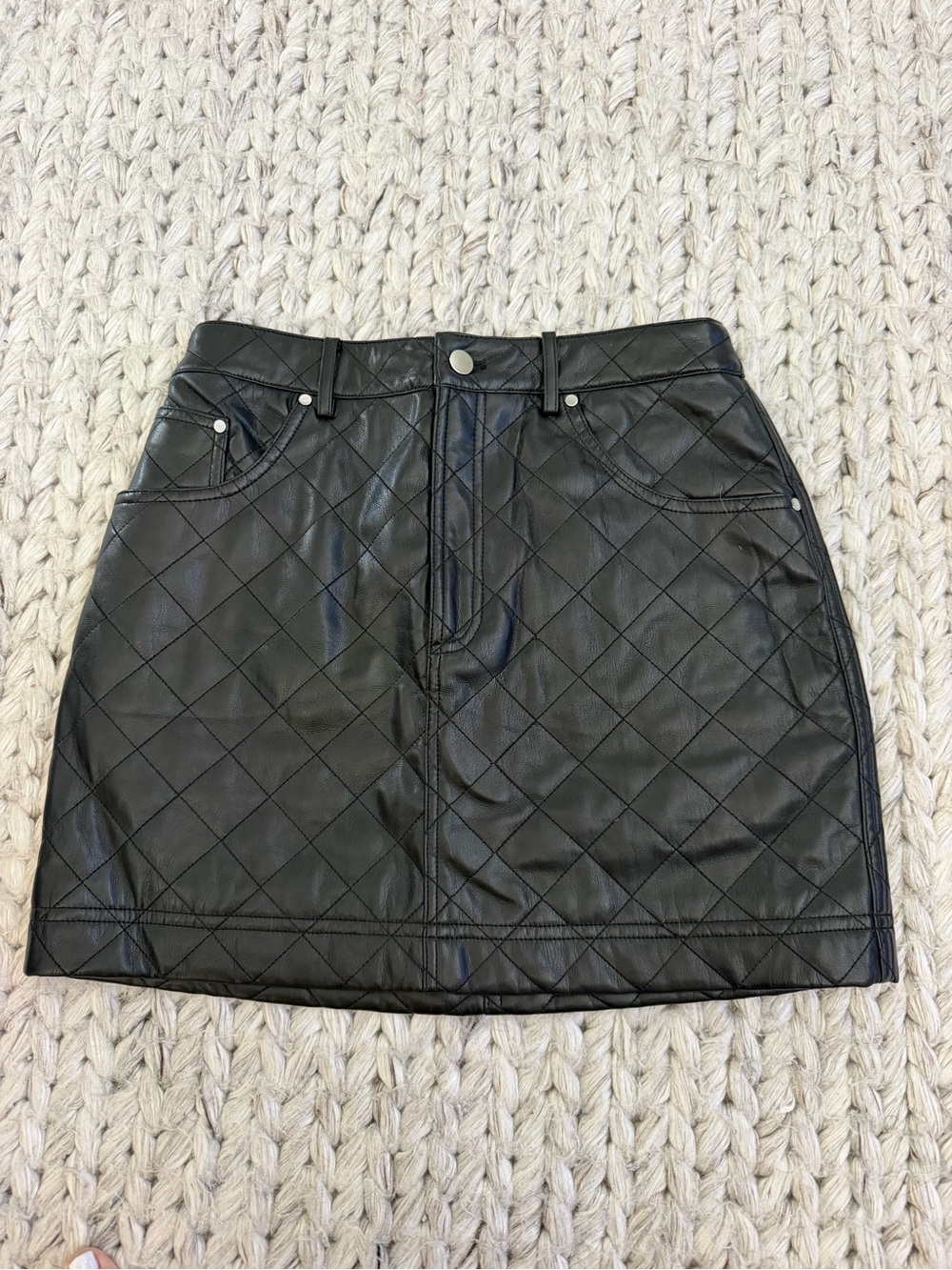 Cami NYC Quilted Faux Leather Mini Skirt